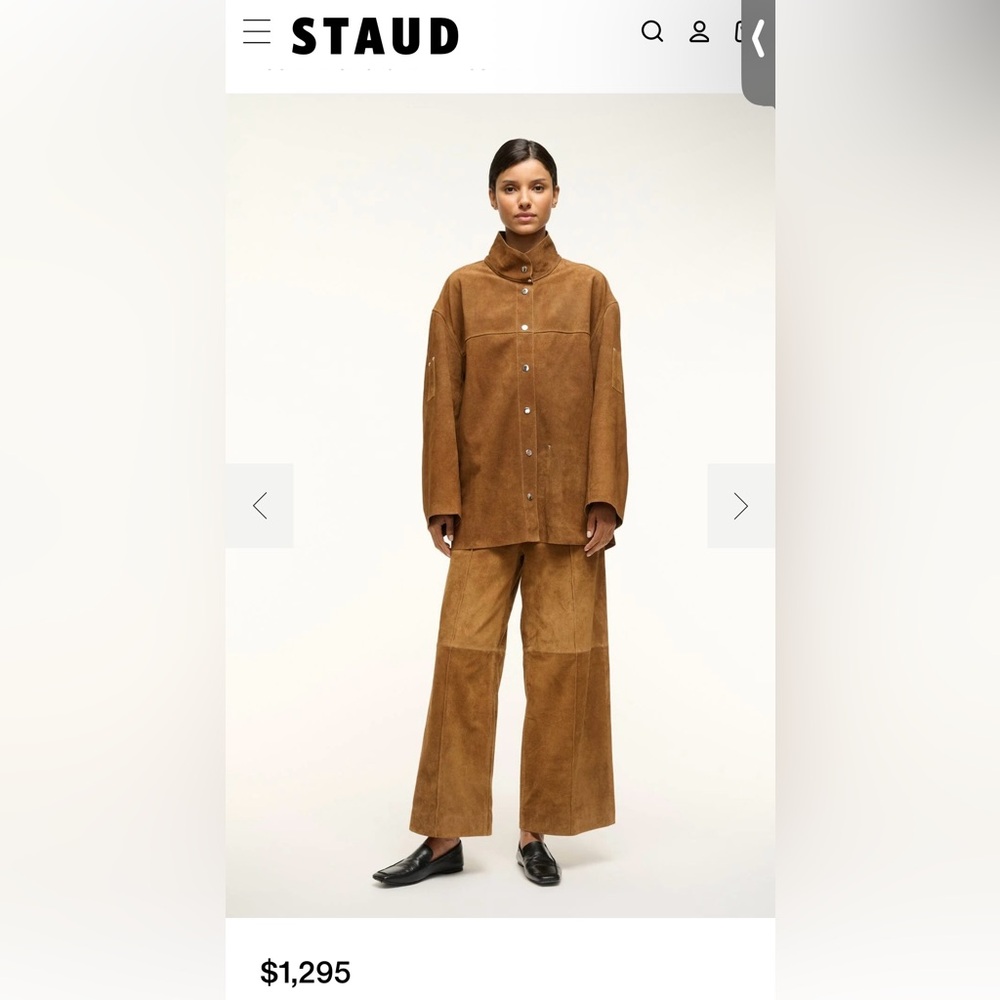 STAUD Foundation Leather Suede Brown Jacket